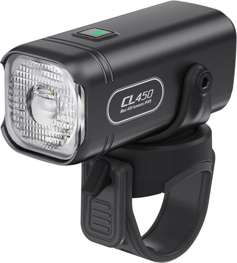 TOWILD CL450 Bike Lights for Night Riding, 450 Lumens, USB-C Rechargeable, Aluminum Alloy, IPX6 Waterproof - Image 1